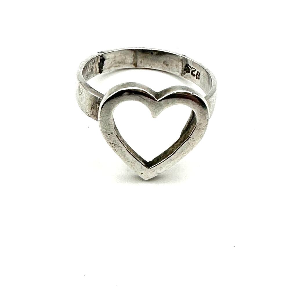 Sterling Silver 925 Open Heart Ring Size 6 * flaw Casual Jewelry Boho Bohemian